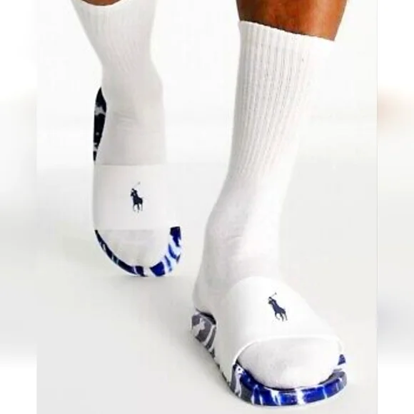 NWOT Men's Ralph Lauren Polo Tie-Dye Slides - Picture 1 of 12